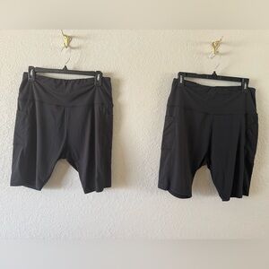 Unbranded 2 pc Basic Workout Shorts Black Size 2XL Women’s Pockets Stretchy EUC